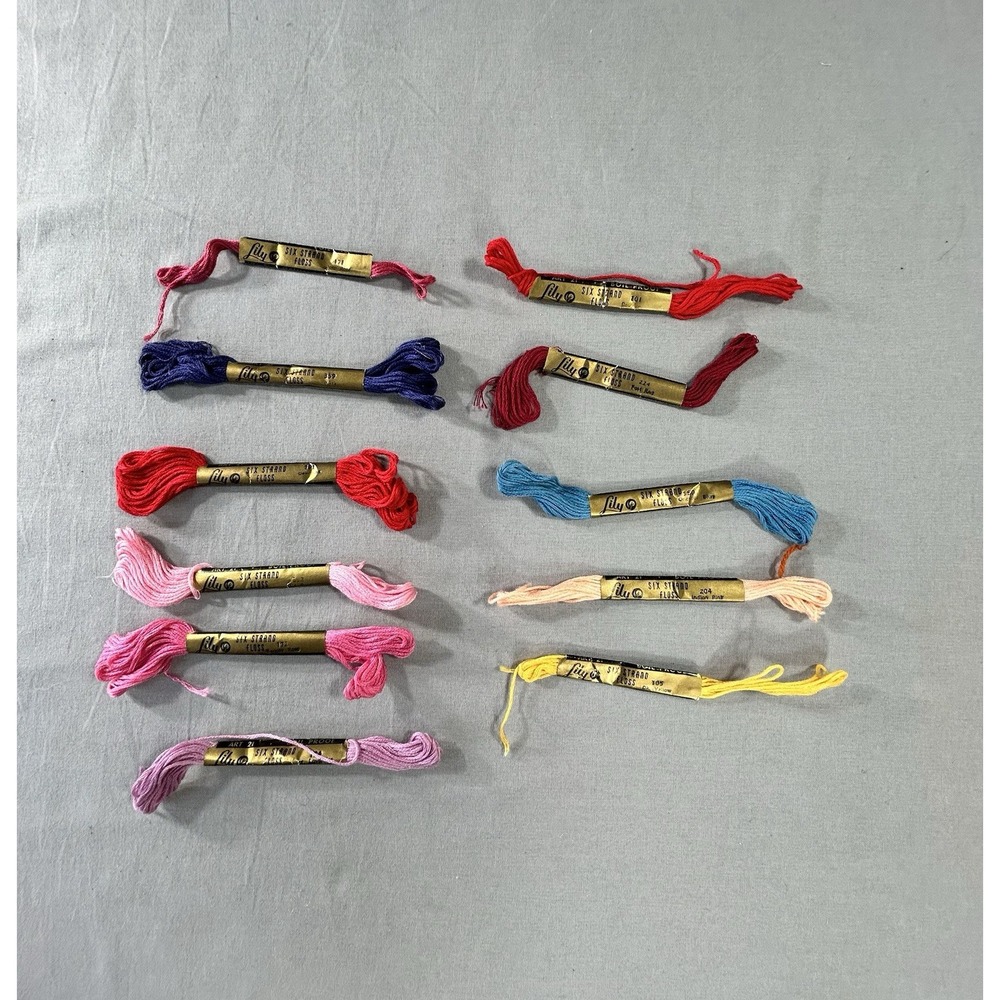 vintage Lily six-strand cotton embroidery floss skeins Lot Of 11 Not Full Skeins